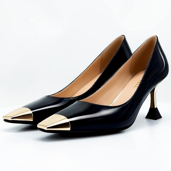 Findvell Shoes - Black Patent Heel w/ Gold Accents- Size 8.5